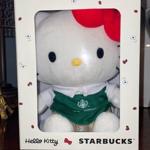 Starbucks Hello Kitty Plush with Red Bow and Green Apron